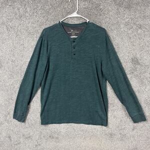 Marc Anthony Luxury Shirt Mens L Green Henley Long Sleeve Granola Boy Normcore